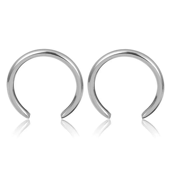 Crescent Hoop Earrings Silver