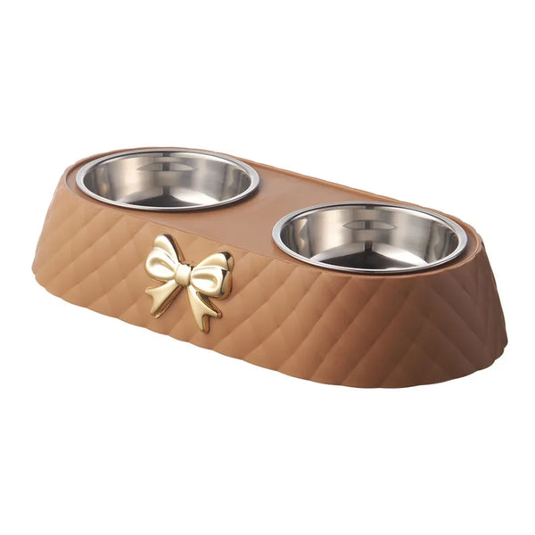 Happy Tails Chateau Pet Bowl Brown