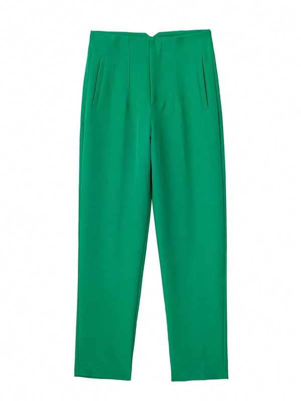 Lennox High-Waist Trousers Green / XS