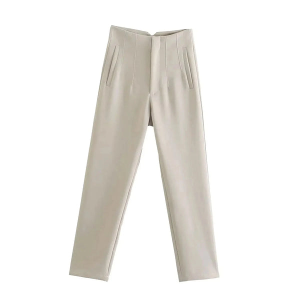 Lennox High-Waist Trousers Beige / XS