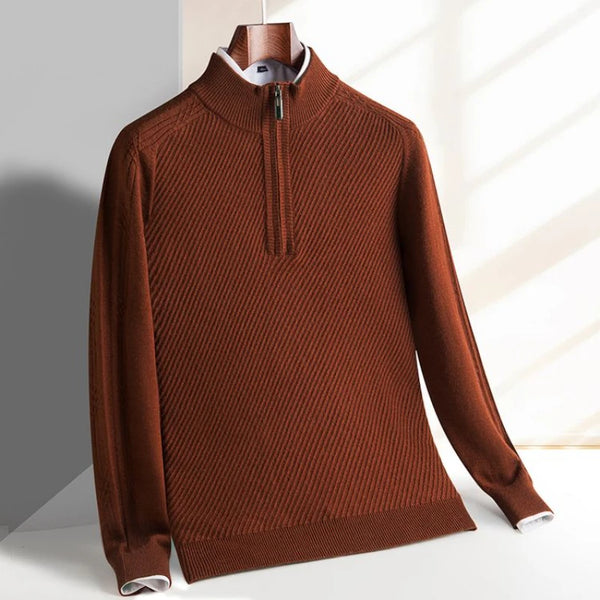 Refined Knit Half-Zip Sweater Brown / XS