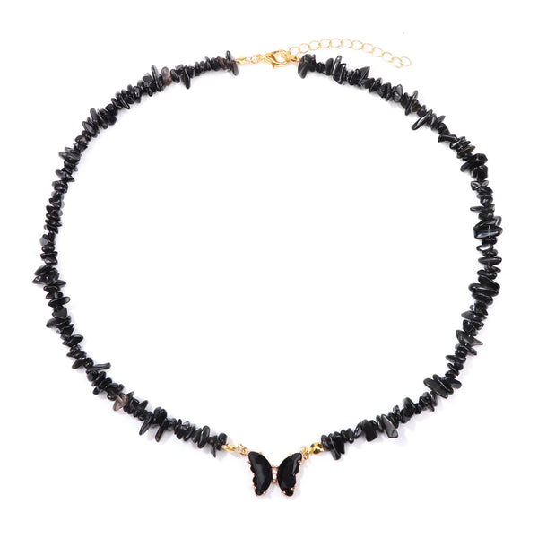 Natural Butterfly Gem Necklace Obsidian