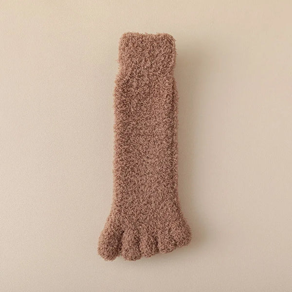 Plush Fleece Toe Socks Coffee