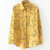 Catitude Button-Up Shirt Yellow / S