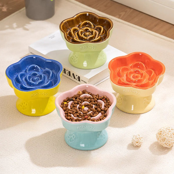 Happy Tails Floral Slow Feed Bowl