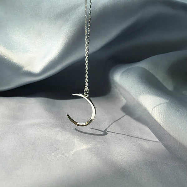 Midnight Crescent Necklace Silver