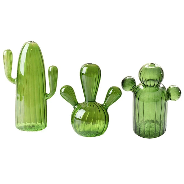 Cactus Glass Vase Set Green