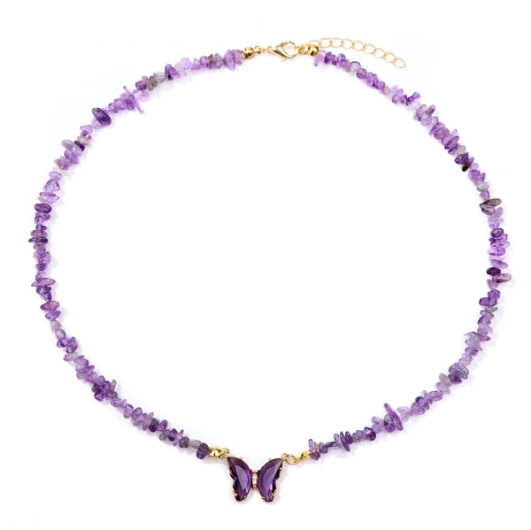 Natural Butterfly Gem Necklace Amethyst
