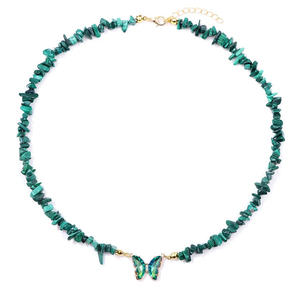 Natural Butterfly Gem Necklace Malachite