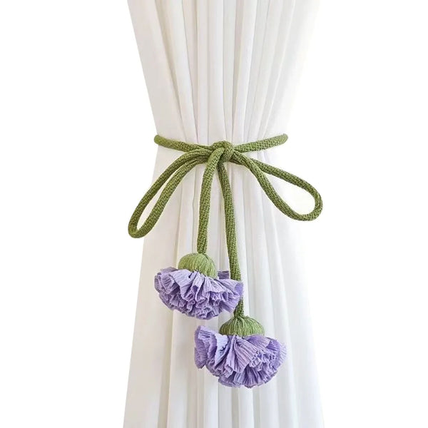 Woven Floral Curtain Tieback Purple