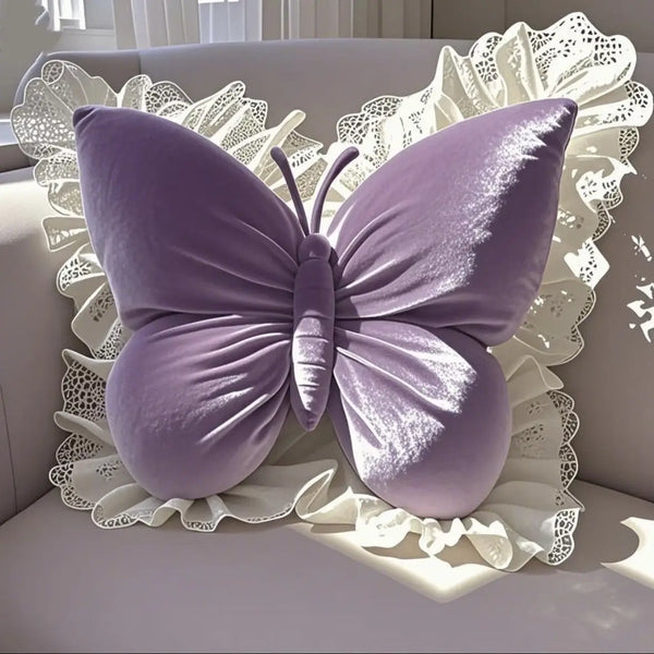Blush Flutter Velvet Pillow Purple