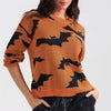 Lamuusaa Halloween Sweater y2k Women Bats Print Round Neck Long Sleeve Pullover Tops Soft Warm Clothes Fall Winter Streetwear