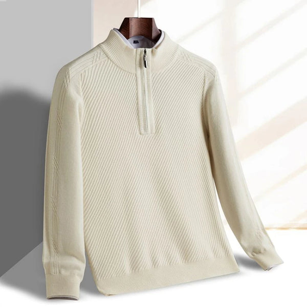 Refined Knit Half-Zip Sweater Beige / XS