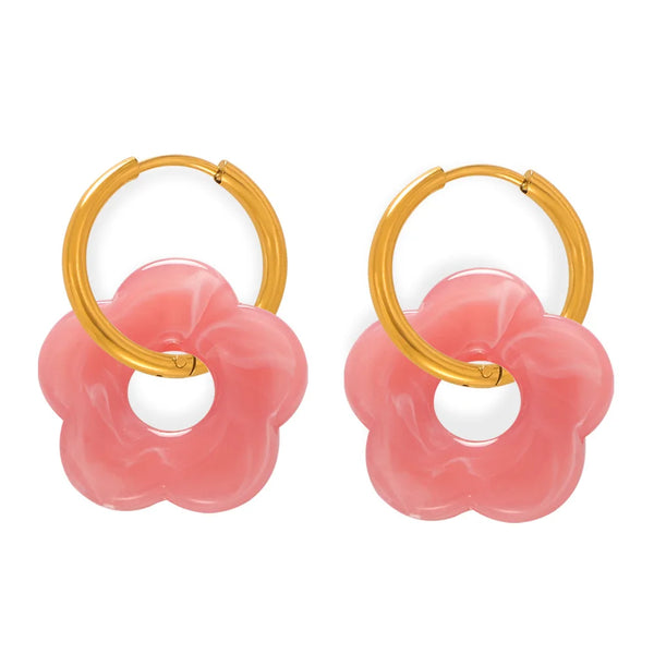 Sunburst Hoop Earrings Pink