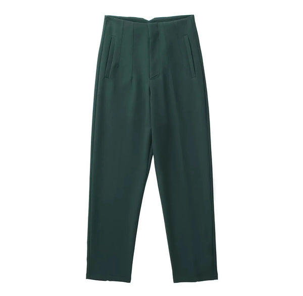 Lennox High-Waist Trousers Dark Green / XS
