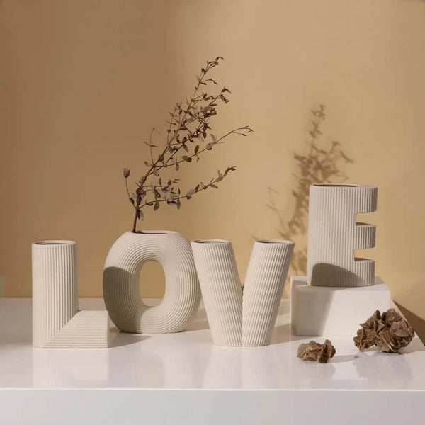 Nordic Ceramic Love Letters Vase Set (4 pcs)
