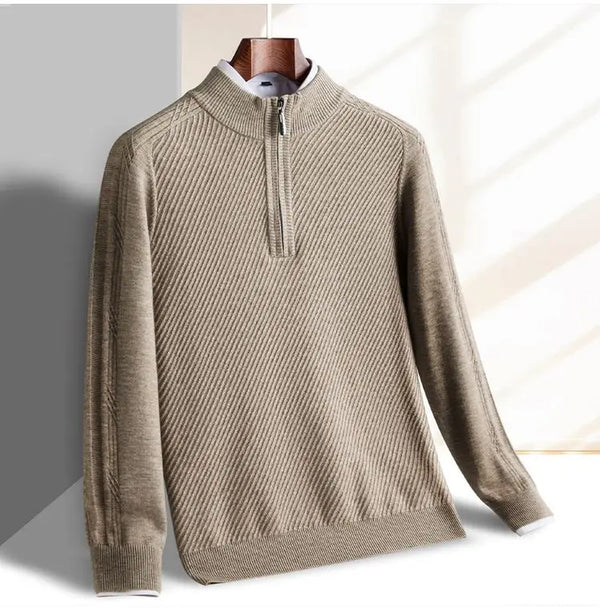 Refined Knit Half-Zip Sweater Khaki / XS