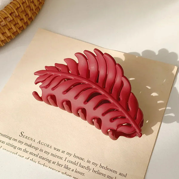 Leafy Hair Clip Red