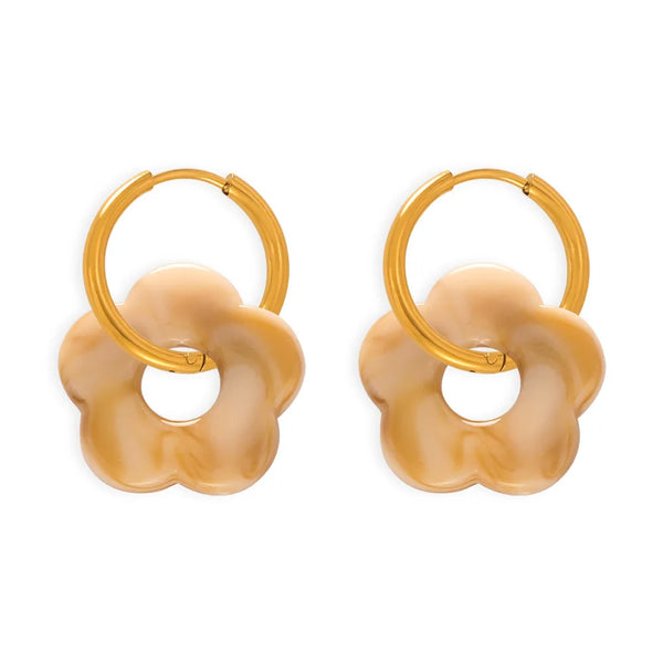 Sunburst Hoop Earrings Beige