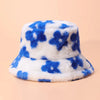 Floral Plush Bucket Hat Blue