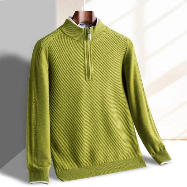 Refined Knit Half-Zip Sweater Light green / XS
