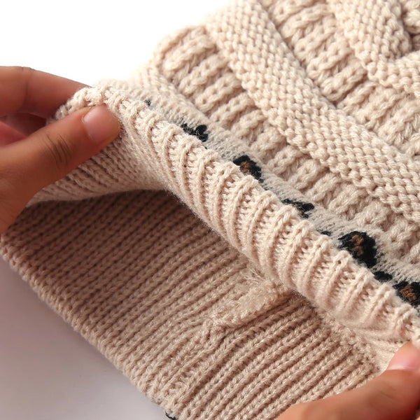 Leopard Cuff Knit Beanie