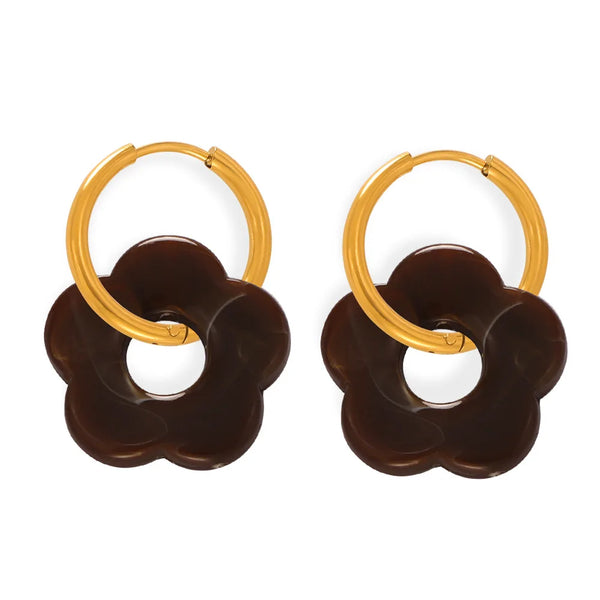 Sunburst Hoop Earrings Dark Mocha