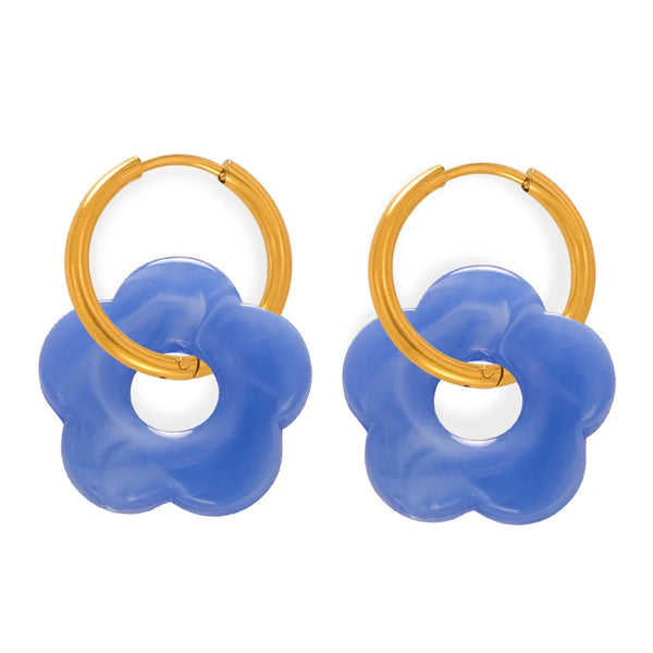 Sunburst Hoop Earrings Blue
