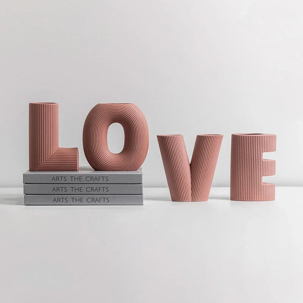 Nordic Ceramic Love Letters Vase Set (4 pcs)