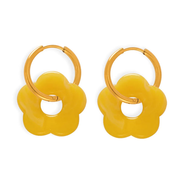 Sunburst Hoop Earrings Yellow