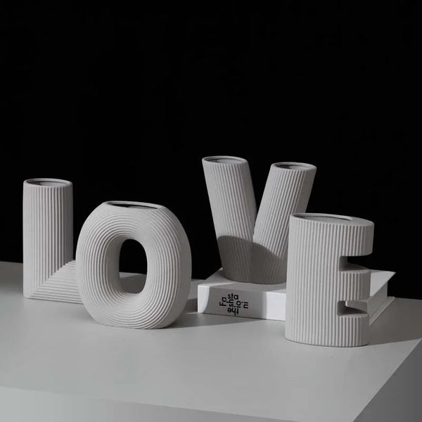 Nordic Ceramic Love Letters Vase Set (4 pcs)