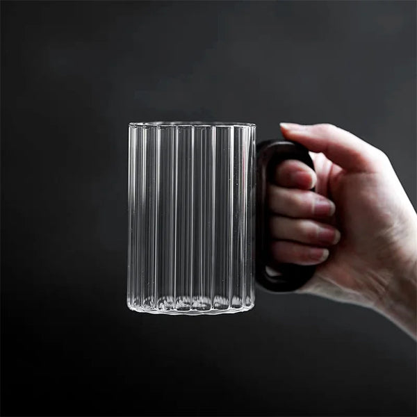 Rustic Ribbed Glass Mug