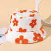 Floral Plush Bucket Hat Orange