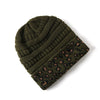 Leopard Cuff Knit Beanie Army green