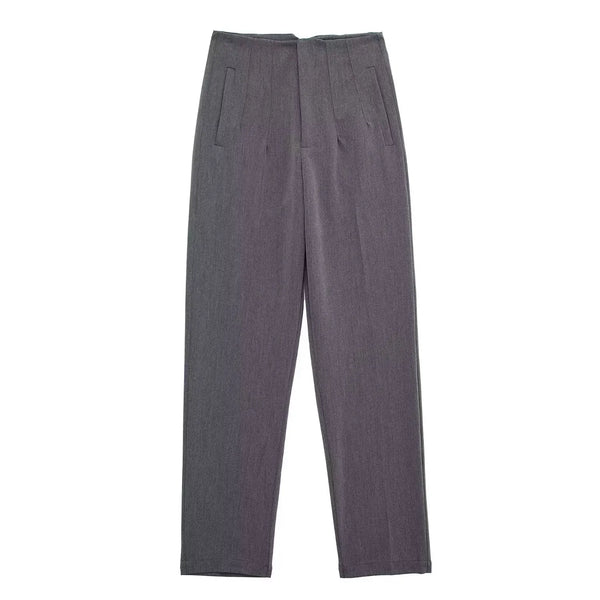 Lennox High-Waist Trousers Grey / XS