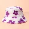 Floral Plush Bucket Hat Purple