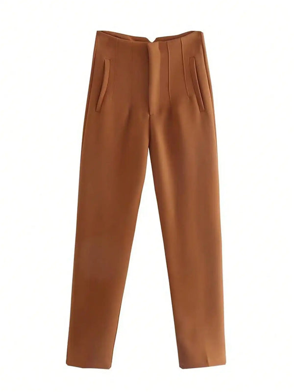 Lennox High-Waist Trousers Brown / XS