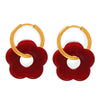 Sunburst Hoop Earrings Dark Red