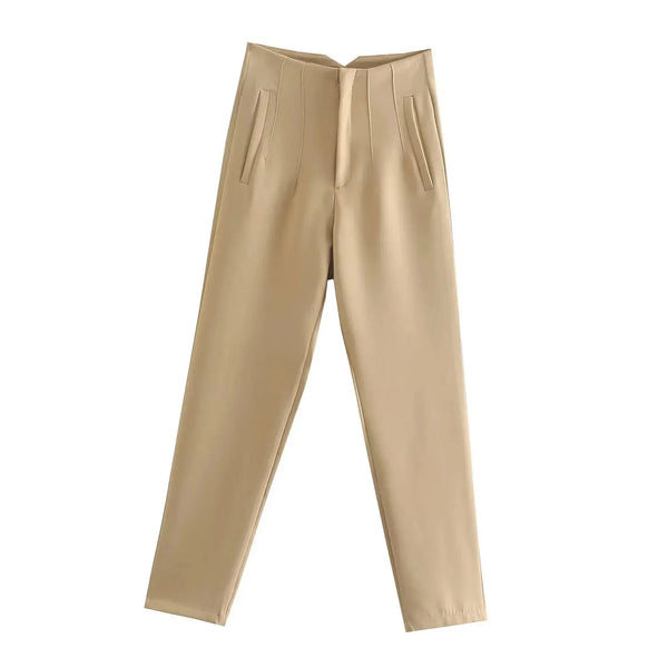 Lennox High-Waist Trousers Khaki / XS