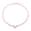 Natural Butterfly Gem Necklace Rose Quartz