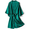 3Leaves Satin Kimono Robe Green / S