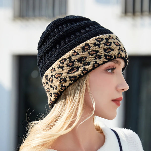 Leopard Cuff Knit Beanie