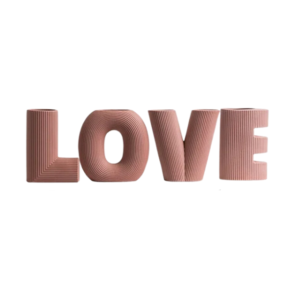 Nordic Ceramic Love Letters Vase Set (4 pcs) Brick Red