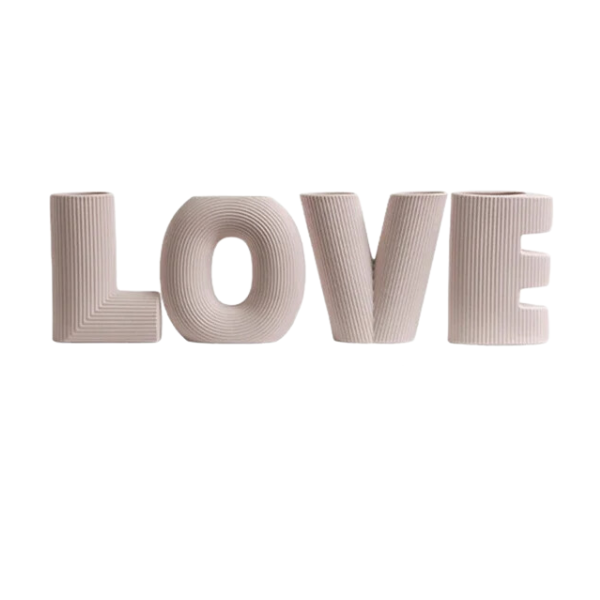 Nordic Ceramic Love Letters Vase Set (4 pcs) Light Pink