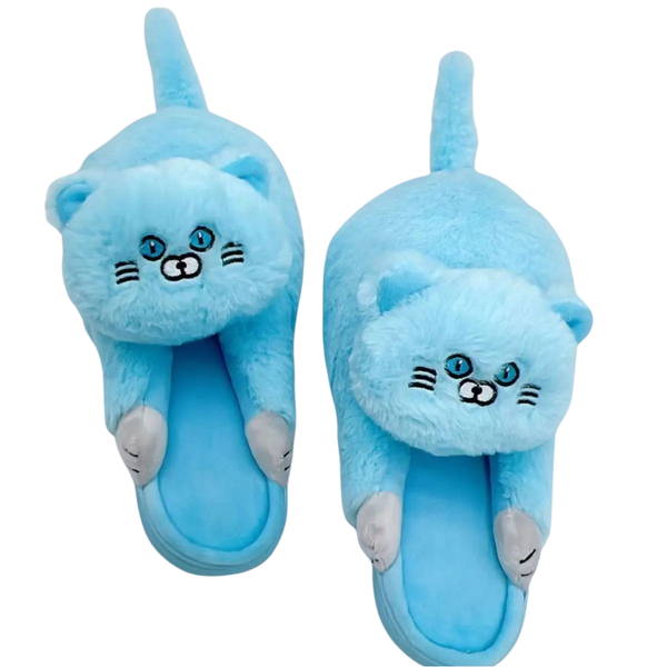 Hugging Cat Slippers - Women's Sky Blue / 6