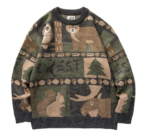 3Leaves Forest Friends Vintage Sweater Black / XS