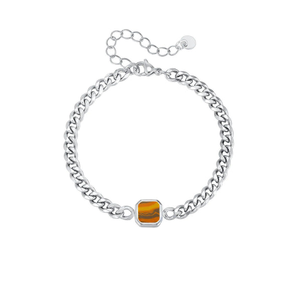 Strata Link Bracelet Silver / Amber