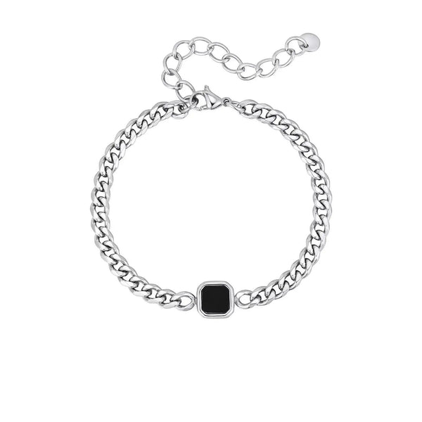 Strata Link Bracelet Silver / Black Onyx