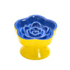 Happy Tails Floral Slow Feed Bowl Blue Yellow