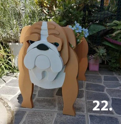 Dog Planter 22 - English Bulldog (Brown)